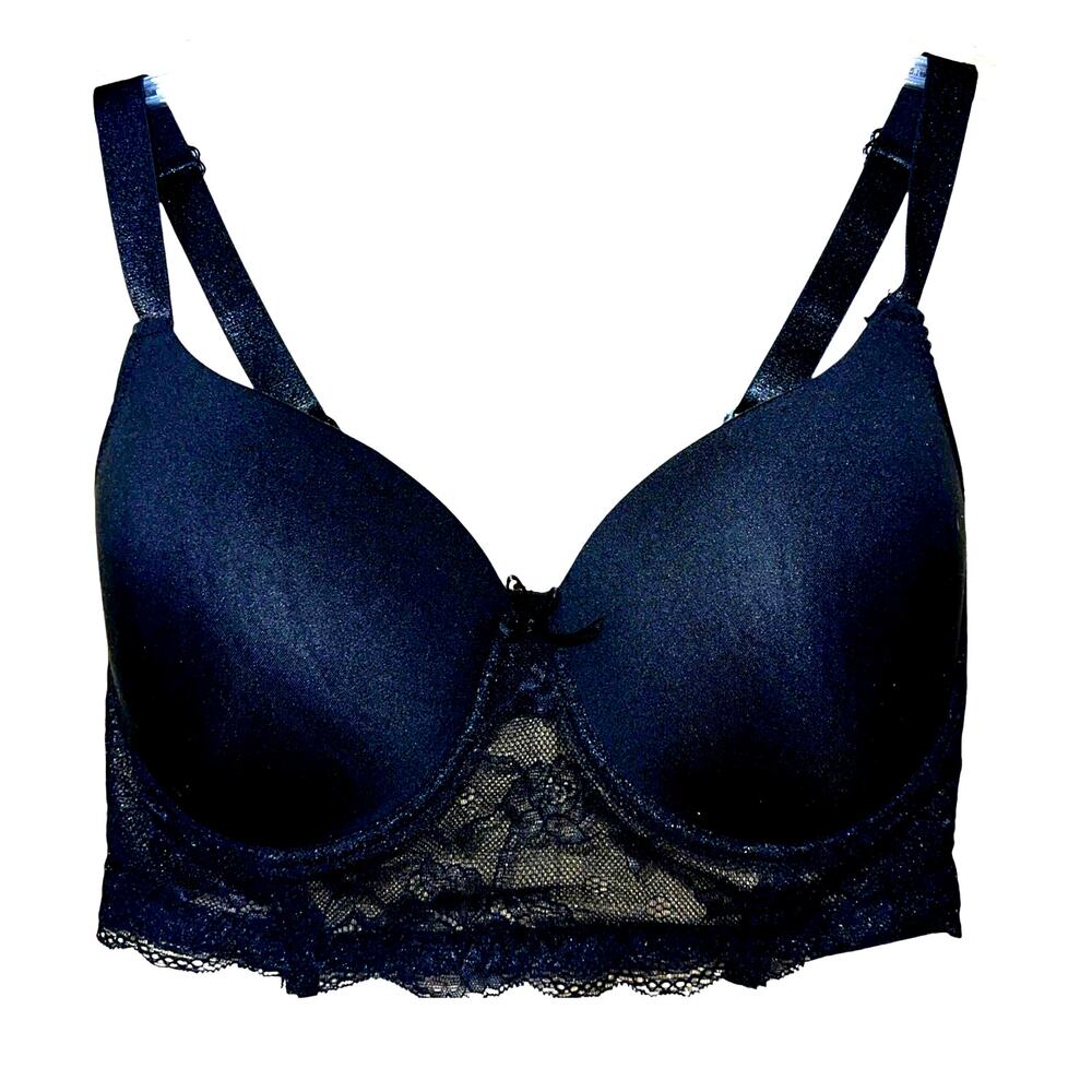 36B Paramour Felina Bra Longline Black Sexy Corset Lace Underwire Layering